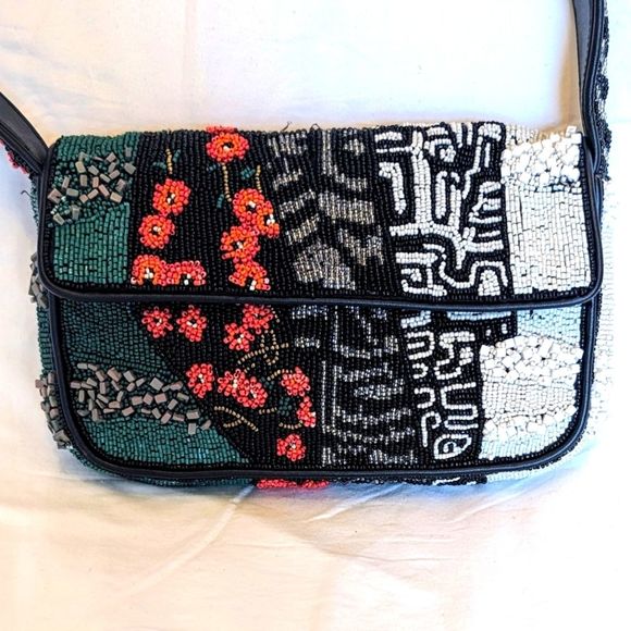 Staud Black Patchwork Muti-pattern Tommy Beaded Bag - Picture 2 of 15